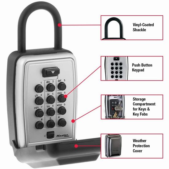  Master Lock 5422D 便携式密码钥匙储存盒7折 36.23加元包邮！
