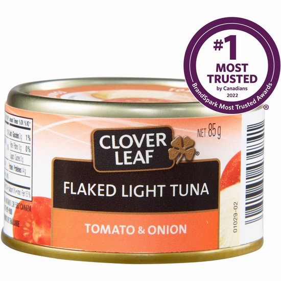  Clover Leaf 番茄洋葱味 金枪鱼罐头（85克 x 24罐）4.9折 23.28加元！单罐仅0.97加元！