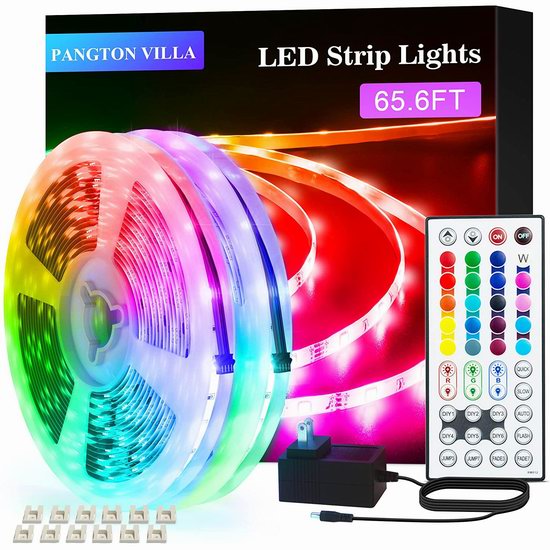  PANGTON VILLA 65.6英尺 可遥控 可调光 RGB LED炫酷背景灯条4.3折 17.19加元！