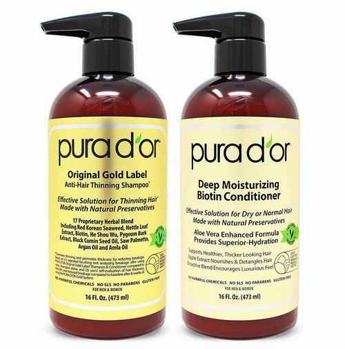  PURA D'OR金标 天然防脱发洗发液+深层保湿护发素 473ml x 2瓶 6.6折 52.99加元（原价 79.99加元）