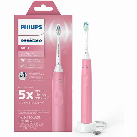  历史最低价！Philips 飞利浦 Sonicare 4100 HX3681/23 声波震动电动牙刷6.2折 49.96加元包邮！3色可选！