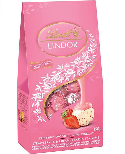  Lindt Lindor 草莓奶油白巧克力松露（150克）6.27加元（原价 8.29加元）