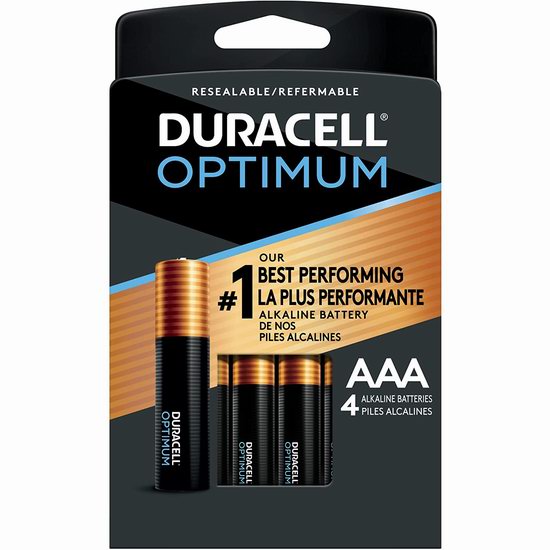  白菜价！历史新低！Duracell 金霸王 Optimum AAA碱性电池4件套2.5折 2.31加元！