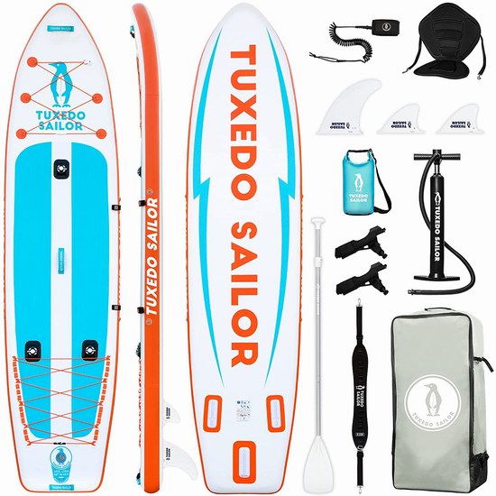  历史新低！Tuxedo Sailor 12英尺超大 军用级超轻PVC SUP充气站立式桨板3.9折 179.99加元包邮！