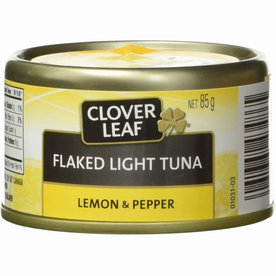  Clover Leaf 柠檬味 金枪鱼罐头（85克 x 24罐）5.1折 23.28加元！单罐仅0.97加元！