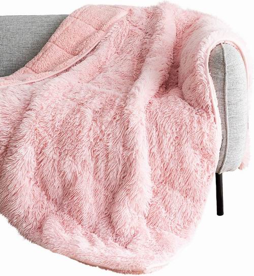  Sivio 豪华粉红色夏尔巴毛绒加重毛毯15磅 48.99加元（原价 78.99加元）+包邮！