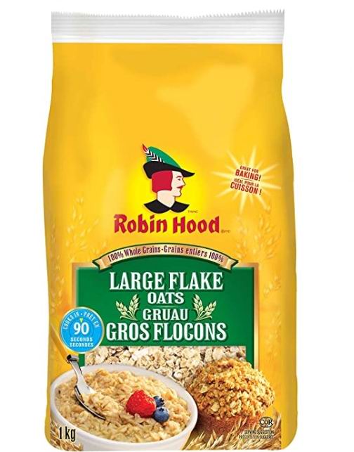  Robin Hood 100%全谷物燕麦片1公斤 3.6加元