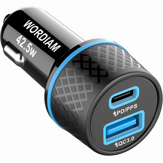  历史新低！WORDIMA 42.5瓦 QC3.0 双口 智能车载快速USB充电器5折 8.99加元！