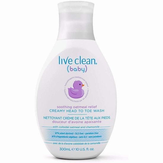  史低白菜价！Live Clean Baby 洗发+沐浴 温和配方 婴幼儿燕麦舒缓沐浴露（300毫升）3.5折 2.85加元！