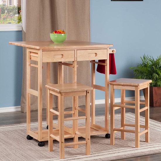  Winsome Wood 矩形实木餐桌椅3件套6.3折 183.97加元包邮！
