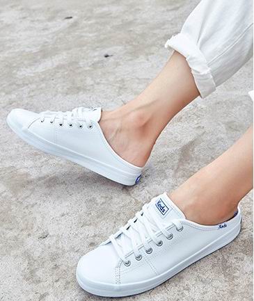  Keds Kickstart白色帆布穆勒鞋 56加元（原价 70加元）+包邮！