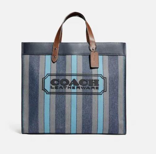  Coach Field Tote 40条纹托特包 男女均可 4折 198加元（原价 495加元）