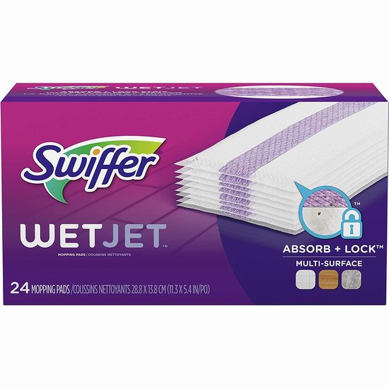  Swiffer Wetjet 一次性拖把湿抹布（24张）11.22加元（原价 17.99加元）