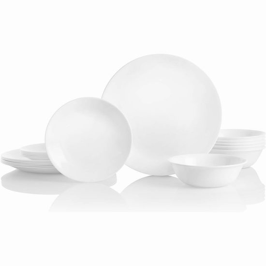  Corelle 康宁 Livingware 白色餐具18件套6人装7折 73.5加元包邮！