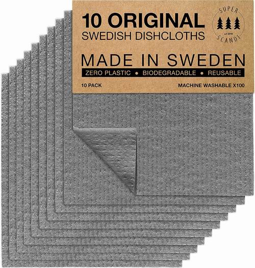  SUPERSCANDI  可重复使用 可持续生物降解纤维素洗碗布10件 18.95加元（原价 27.95加元）