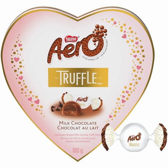  历史新低！Nestlé Aero Truffle 情人节心形 松软气泡牛奶巧克力礼盒装（180克）5折 5.95加元！