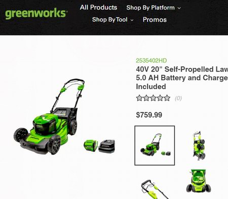 历史新低！Greenworks 40V 20英寸 自走式 三合一无绳割草机6.4折 489加元包邮！