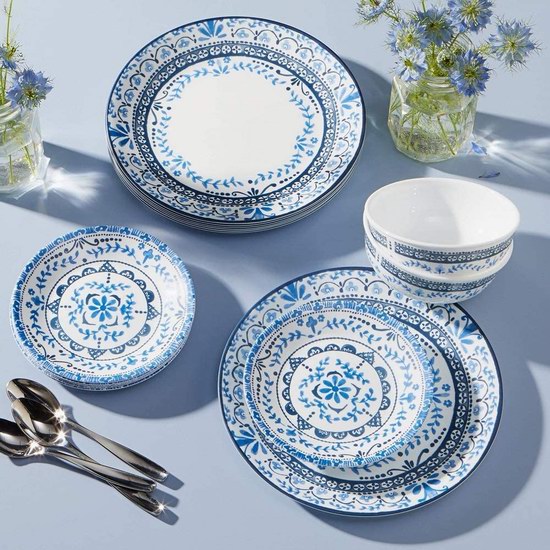  Corelle 康宁 波托菲诺风格 防碎青花餐具18件套5.3折 91.22加元（原价 171.32加元）