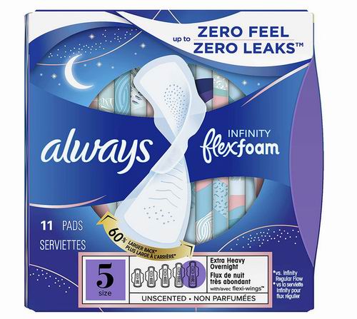  Always Infinity FlexFoam隔菌液体夜用卫生巾11片 4.53加元（shoppers原价 7.29加元）
