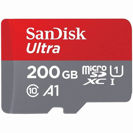  SanDisk 闪迪 Class10 Ultra 至尊高速 200GB大容量 Micro SDHC/TF储存卡 27.99加元！送TF转SD适配器！