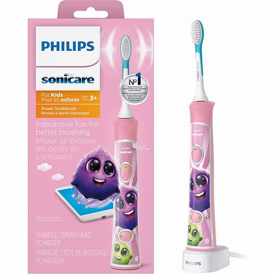  Philips 飞利浦 Sonicare 声波震动 HX6321/02 蓝牙版儿童电动牙刷 47.95加元包邮！2色可选！