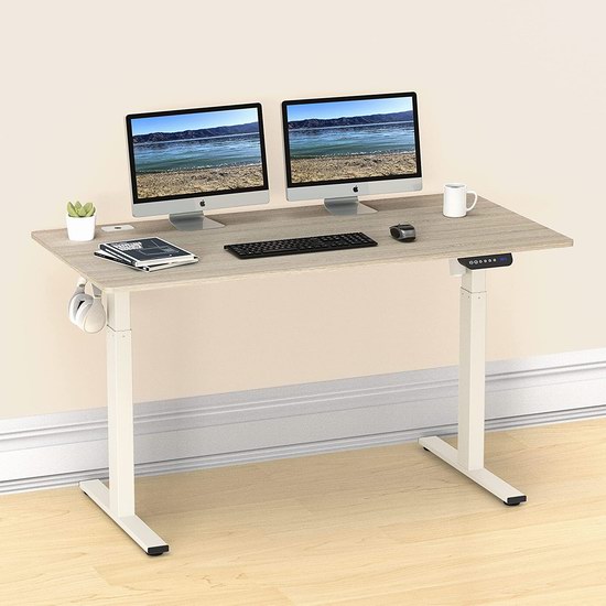  SHW 55英寸 加大台面 站坐两用 电动升降桌/电脑桌6折 299.87加元包邮！6色可选！