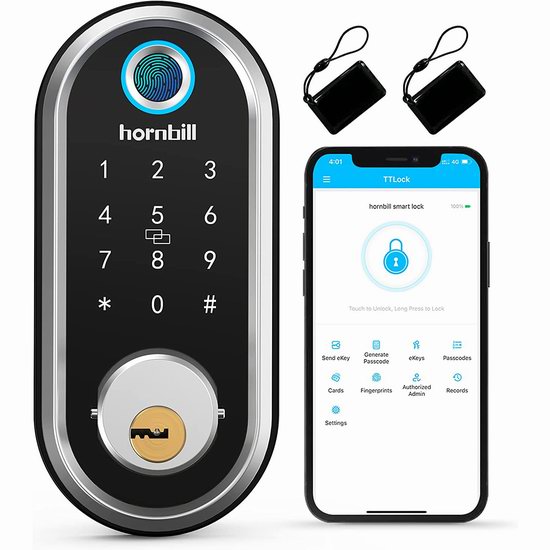  Hornbill 六合一 蓝牙智能指纹密码门锁7.5折 149.97加元包邮！