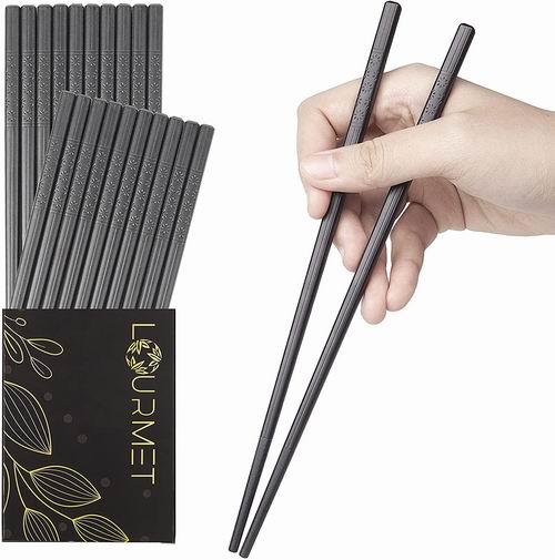  Lourmet 可重复使用 黑色玻璃纤维筷子10双 10.99加元（原价 19.99加元）