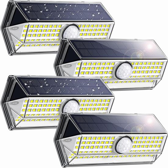  NA 120 LED 超亮 太阳能运动感应灯4件套4.4折 21.99加元！