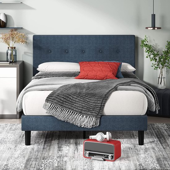  Zinus FUNP-K Upholstered 布艺软垫 King 床头板+床架4.5折 261加元包邮！