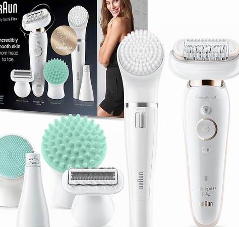  Braun 博朗 Silk-epil 9 Flex 9-300 女式电动脱毛仪+洗脸刷套装 223.99加元包邮！