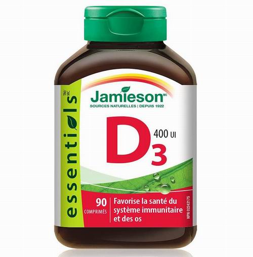  Jamieson 维他命D3  90片 3.32加元 ！促进骨骼强壮 预防骨质疏松