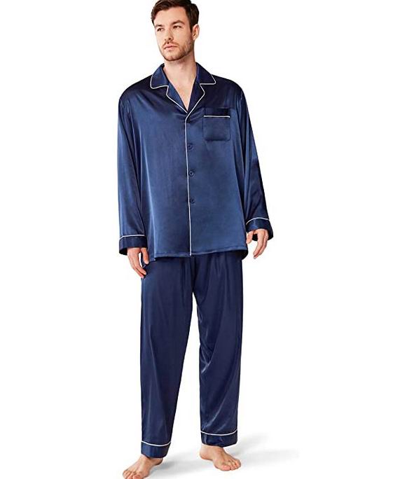  SIORO 男士缎面长袖睡衣+睡裤套装 33.99加元限量特卖（原价 42.99加元）