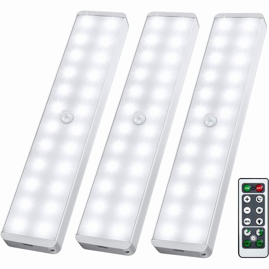  Lightbiz 24 LED 可充电 带遥控 室内运动感应灯/壁橱灯3件套5折 39.99加元包邮！