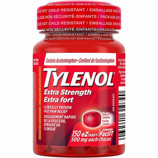  Tylenol 泰诺 Extra Strength 强效退烧止痛片（500mg x 150片）14.51加元包邮！