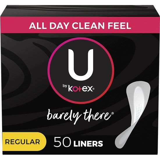  U by Kotex Barely There 高洁丝 日用卫生垫50片装 4.72加元（原价 5.98加元）！普通及丁字裤两款可选！