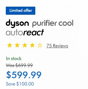 Dyson 戴森 TP7A 空气净化无叶风扇 599.99加元（原价 699.99加元）