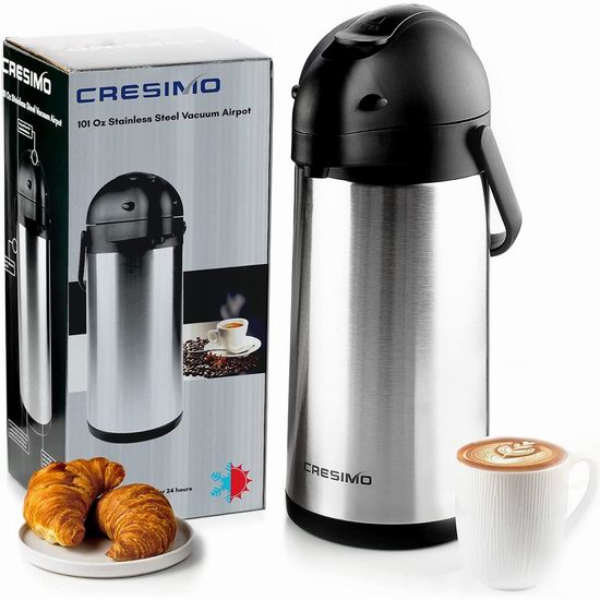  Cresimo 3升 不锈钢双层真空保温瓶/咖啡壶 41.56加元限量特卖并包邮！