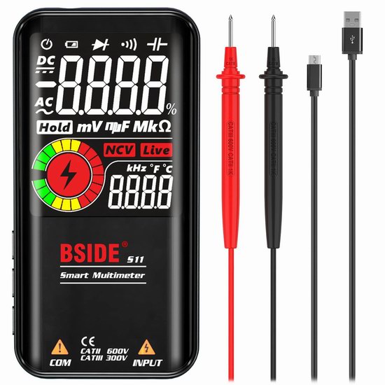  BSIDE 3.5英寸彩屏 智能自动识别 全自动数字万用表5折 24.99加元包邮！