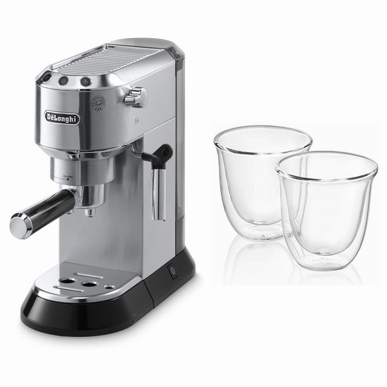  历史新低！DeLonghi 德龙 EC680 Dedica 超薄机身 泵压式咖啡机+双壁咖啡杯2件套5.5折 224.92加元包邮！