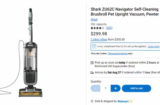 Shark ZU62C Navigator 鲨鱼 防毛发缠绕 HEPA过滤 立式真空吸尘器 199.98加元（原价 226.58加元）