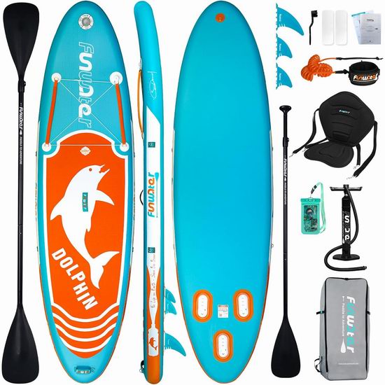  FunWater SUP 10.6英尺 超轻军用级双壁PVC充气立式桨板5.2折 161.99加元包邮！