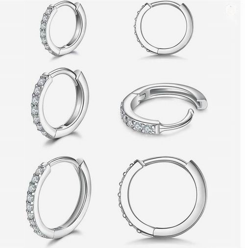  RoseJeopal 925纯银立方氧化锆圆形耳环3对 16.99加元（原价 20.97加元）