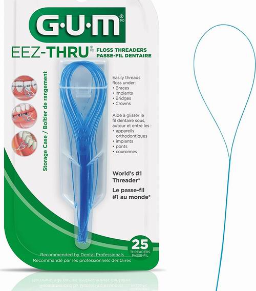  GUM EEZ-Thru 专业牙线25个装 3.49加元！ 适合正畸牙套、固定桥和种植牙