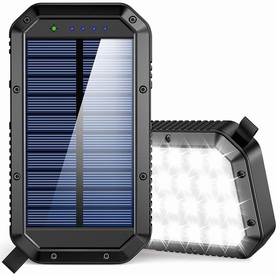  ORYOHA 25000mAh 太阳能防水移动电源/充电宝 29.99加元！集成36 LED超亮照明灯！