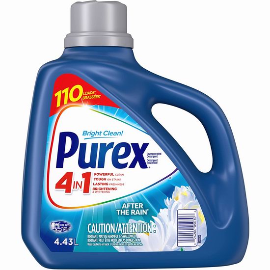 Purex 雨后清新四合一浓缩洗衣液（110缸, 4.43升） 8.81加元（原价 16.59加元）