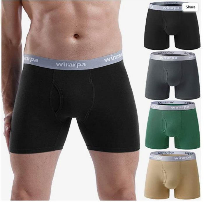  wirarpa 男士纯棉平角内裤 4件套 24.99加元（原价 40.99加元）