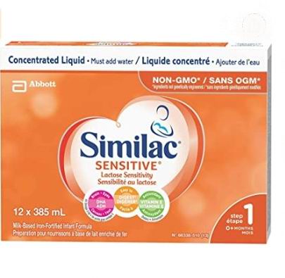  Similac 乳糖敏感 婴儿配方液态奶1段（385毫升×12瓶）53.98加元（原价 94.4加元）