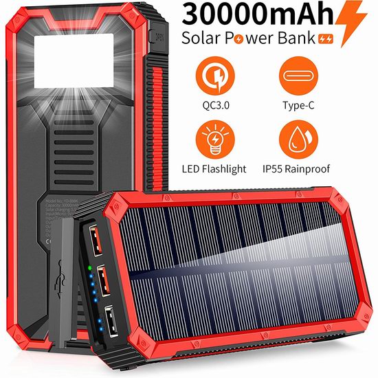  历史新低！Chtiht 30000mAh大容量 PD 18W QC 3.0 太阳能充电宝4.1折 20.39加元！