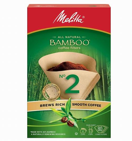  Melitta 锥形竹制咖啡过滤器80个装 3.98加元